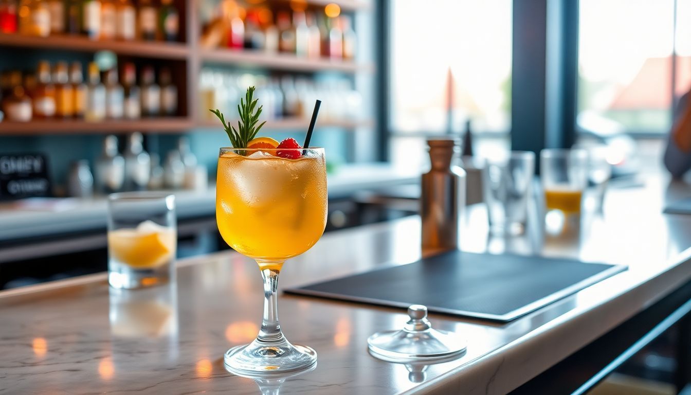 Een prachtig ambachtelijke cocktail op een stijlvolle bar.