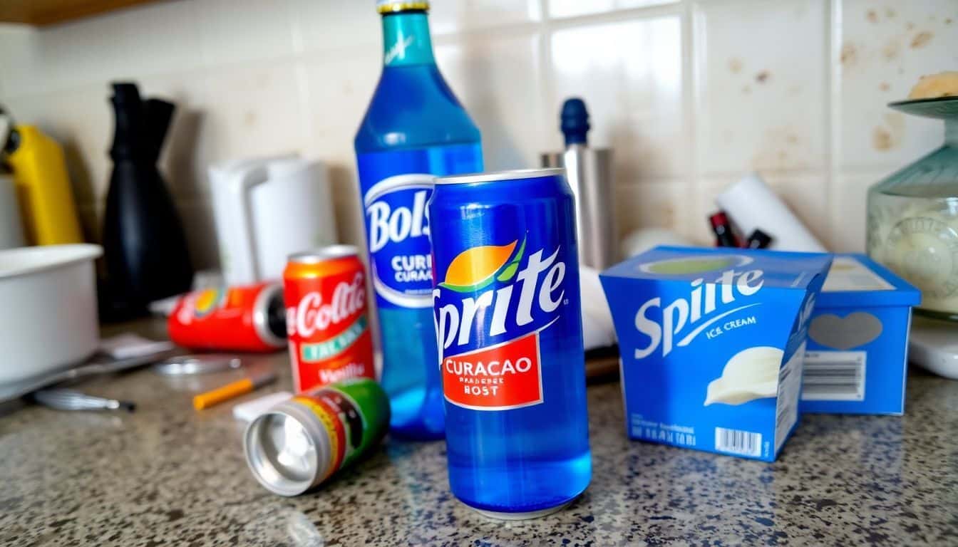 Een rommelig aanrecht met ingrediënten voor een Raketje cocktail.